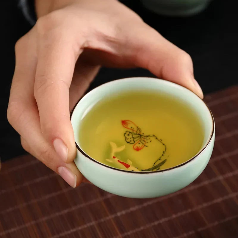 Hand-painted Celadon Lotus Tea Cup Tea Cup product photo 11