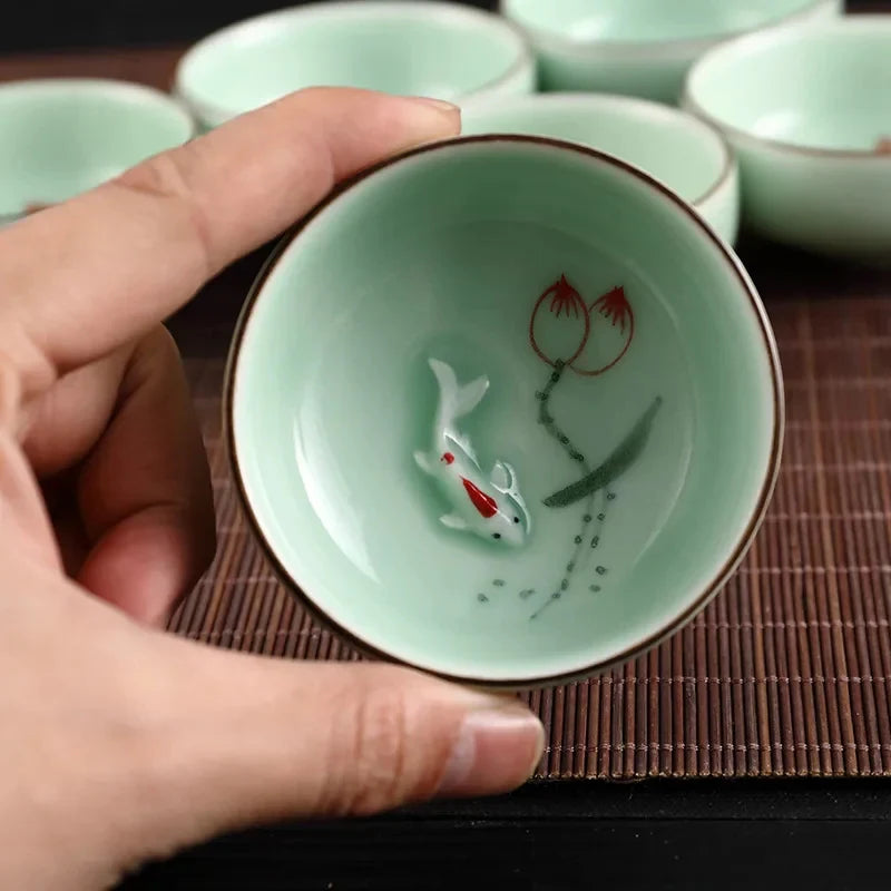 Hand-painted Celadon Lotus Tea Cup Tea Cup product photo 12