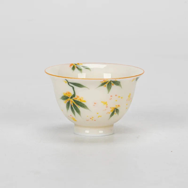 Hand-painted Lotus Tea Cup white background product photo