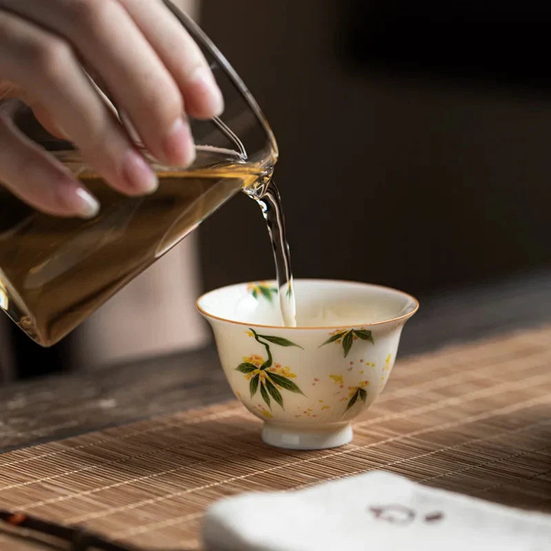 Hand-painted Lotus Tea Cup Tea Cup side view