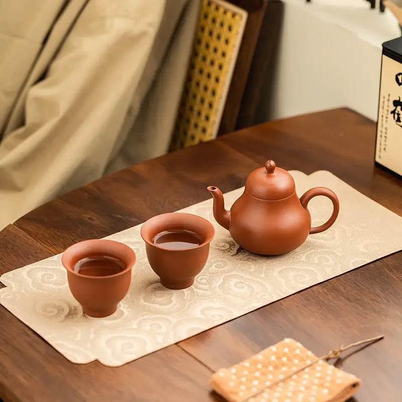 Earthenware Harmony Bloom tea set with Yixing Zisha teapot and teacups