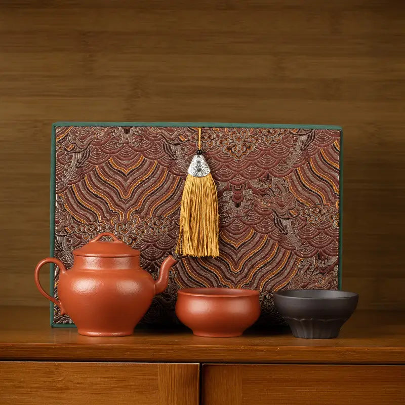 Harmony Ember Tea Set with Yixing Teapot and decorative gift box perfect for gifting
