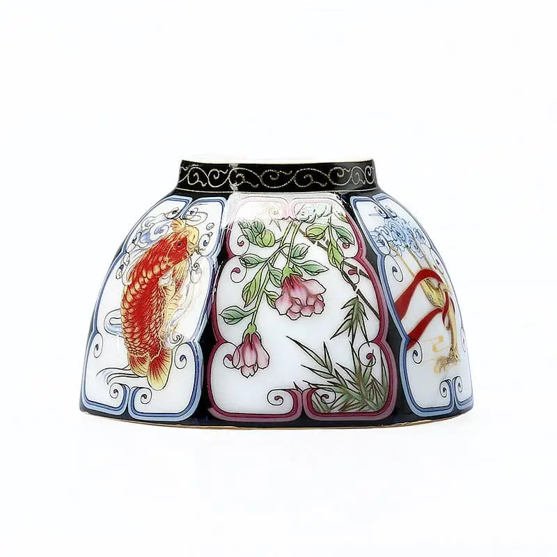 Decorated porcelain bowl with gilded interior from the Harmony tea set collection