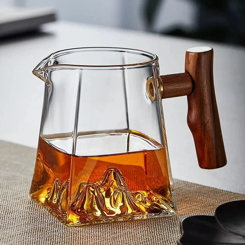 Heat-resistant Glass Mountain Tea Pitcher white background product photo