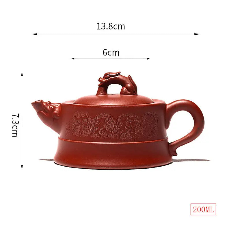 Red-brown Yixing Zisha clay teapot with dragon lid from Heaven’s Mandate collection