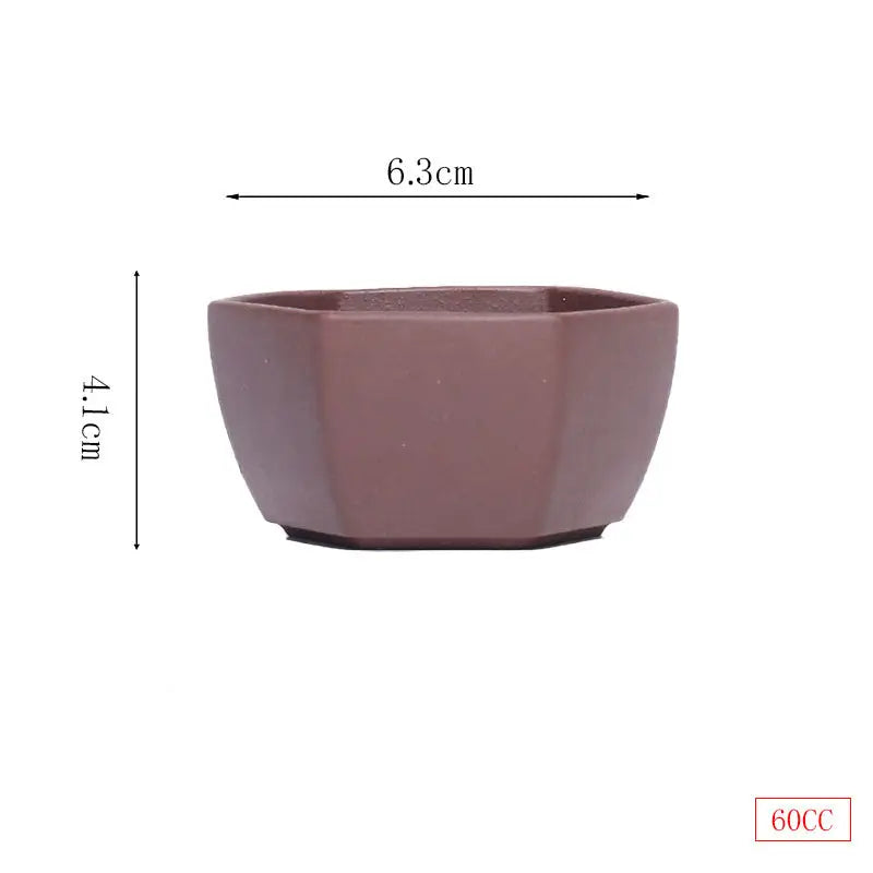 Brown octagonal bowl from HexaGrace for gongfu tea, authentic purple clay Yixing Zisha