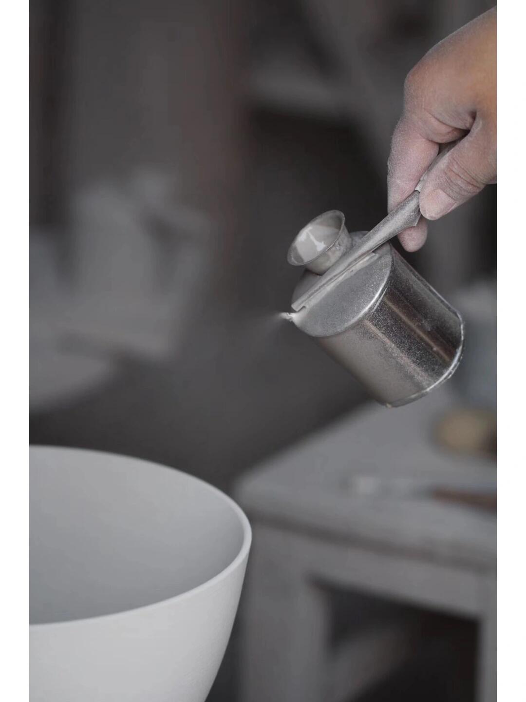 Metal pouring vessel used in Dehua porcelain production in Fujian Province China