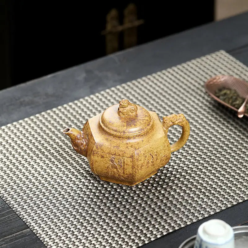 Yixing Duanni earthenware teapot with dragon handle from Imperial Gate in Duanni clay