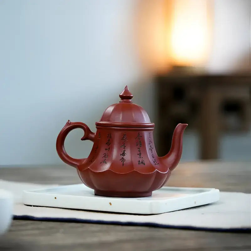 Reddish-brown Yixing Zisha Imperial Lotus Yixing Teapot for traditional tea brewing