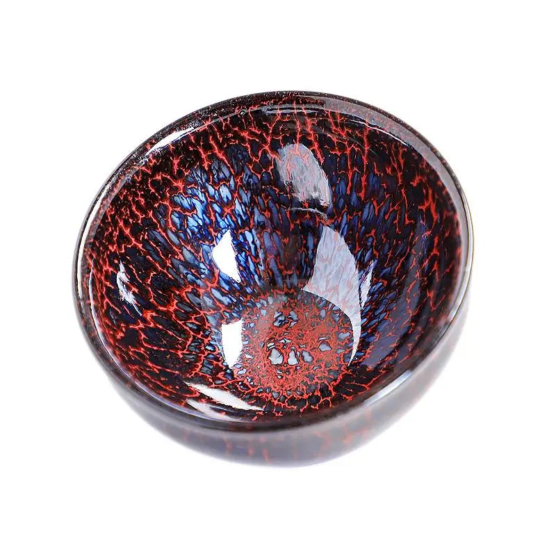 Inferno Jian Zhan red flame glaze crackle ceramic bowl for Zhan tea cups