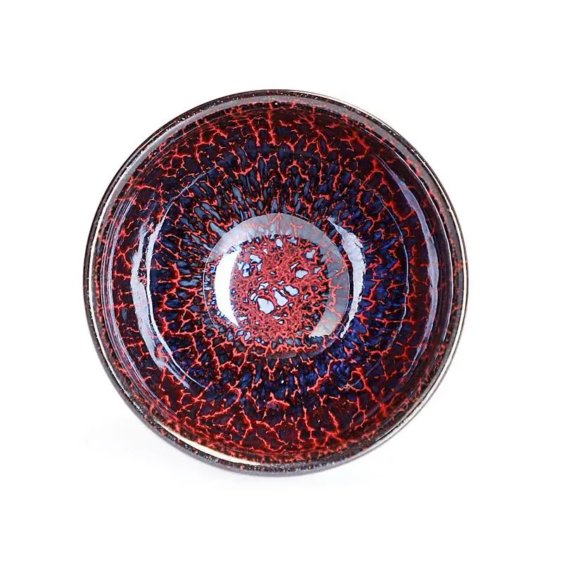 Inferno Jian Zhan red flame glaze ceramic bowl for zhan tea cup display