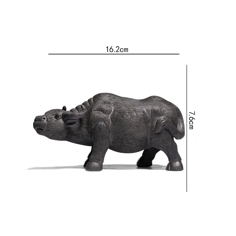 Black water buffalo figurine for Ironhoof Guardian tea pet guide and water buffalo tea collection