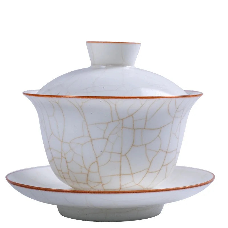 Ivory Ru glaze crackle gaiwan with lid and saucer – photo 5