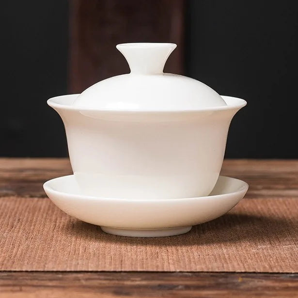 Jade-White Dehua Gaiwan – Zhiyin / Plain White