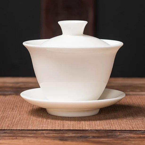 Jade-White Dehua Gaiwan – Guyue / Plain White