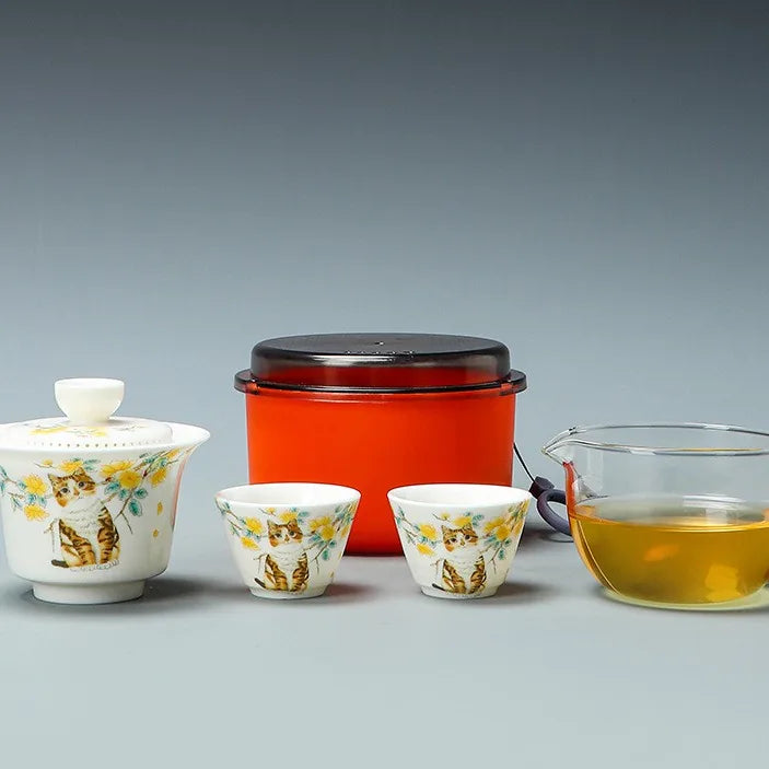 Jade-White Gaiwan Tea Set in Box – Cat