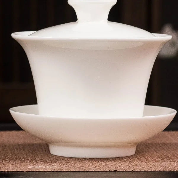 Jade-White Hovering-Lid Gaiwan – Fangyuan 180 ml / with Saucer