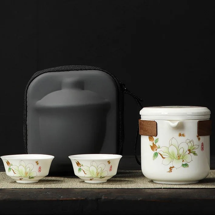 Jade-White Kuaike Travel Tea Set – Magnolia