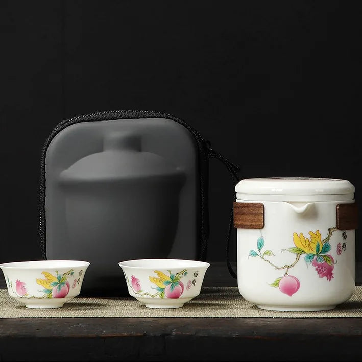 Jade-White Kuaike Travel Tea Set – Longevity