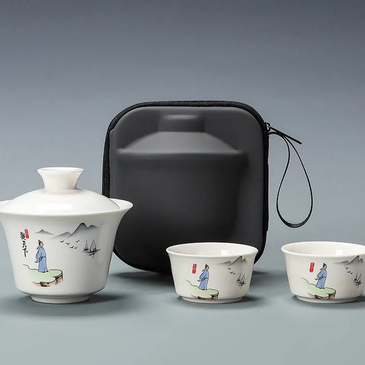 Jade-White Porcelain Gaiwan Travel Tea Set – Overlook