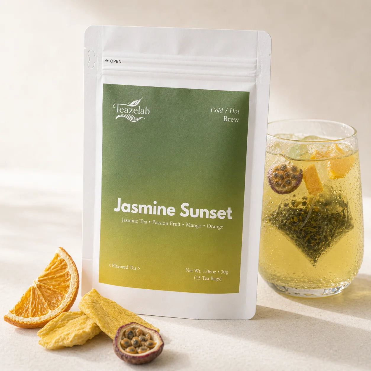 Teazelab Jasmine Sunset Cold Brew Tea cover hero