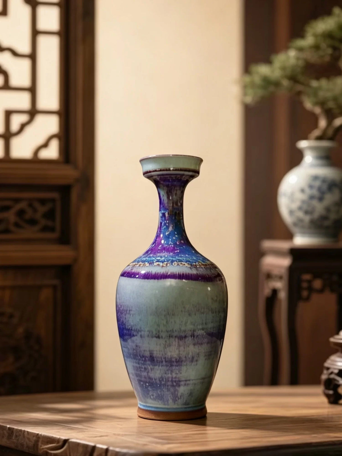 Jili Tall Jun Vase — Jun-glazed ceramic vase