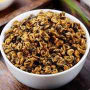 Twisted dark golden Jin Luo Red Tea Leaves for teapots and tea sets