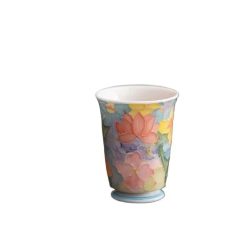 Jingdezhen Hand-painted Floral Tea Cup white background product photo