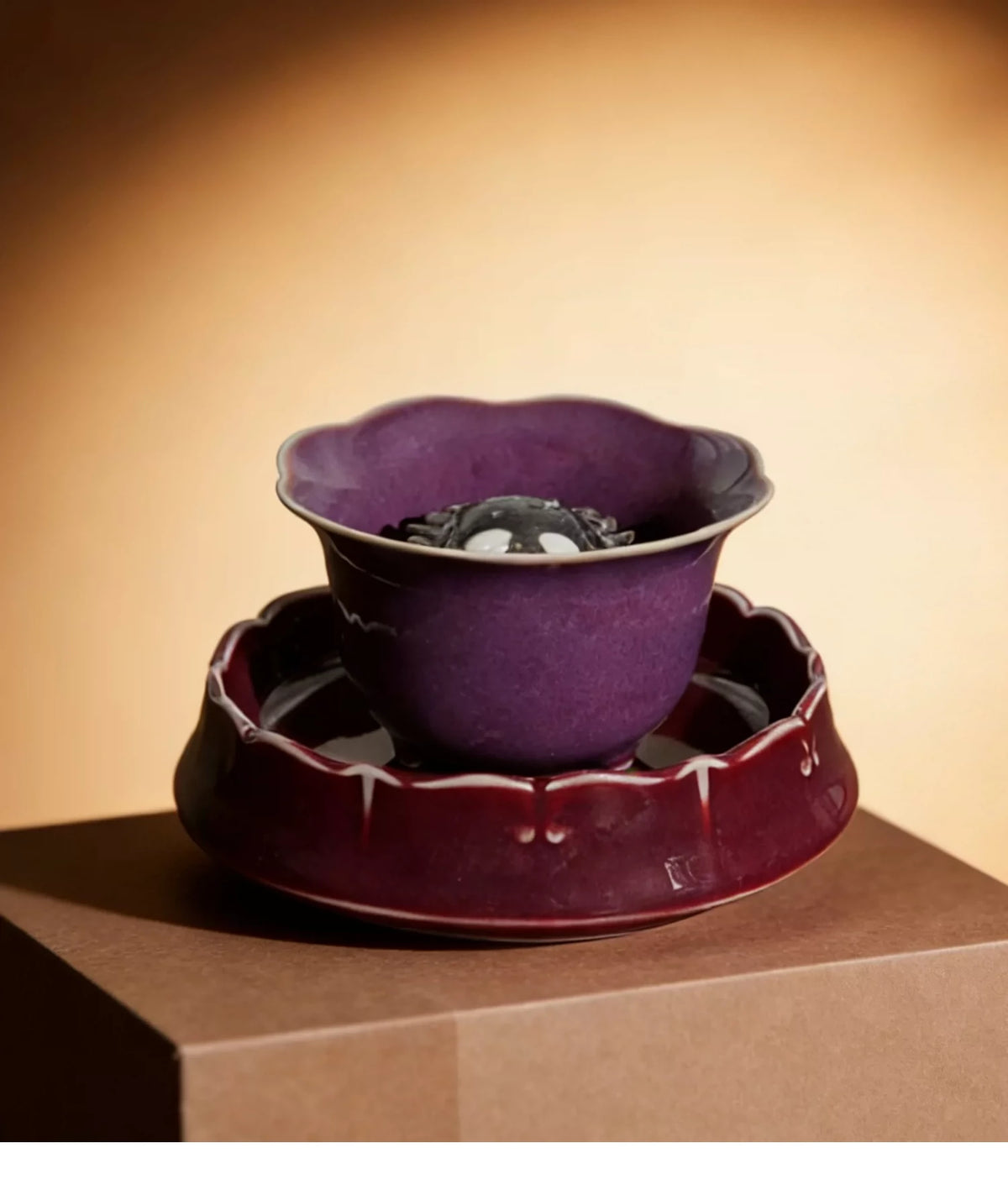 Jun Harmony Crab Cup — Jun-glazed ceramic teacup
