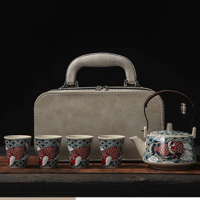 Koi & Waves Loop-Handle Teapot Set – Koi & Waves