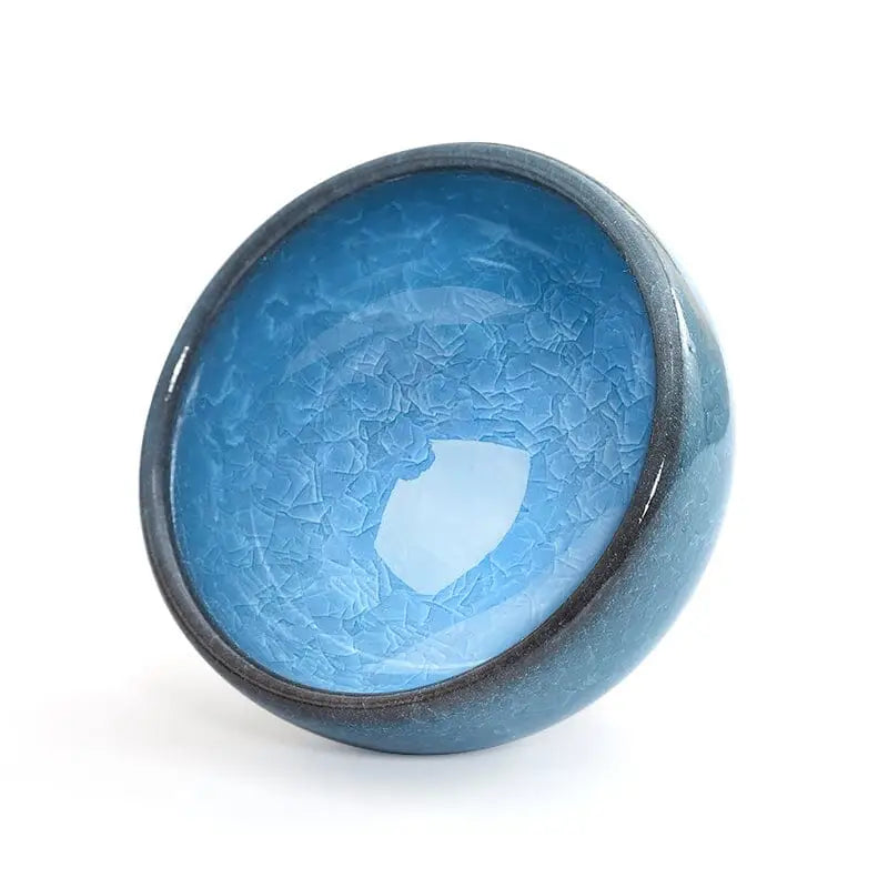 Lake Blue Zhan blue ceramic bowl with crackle glaze for Jian Zhan teacup tea brewing