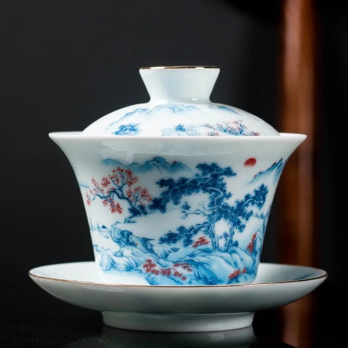 Landscape Painted Gaiwan – Blue