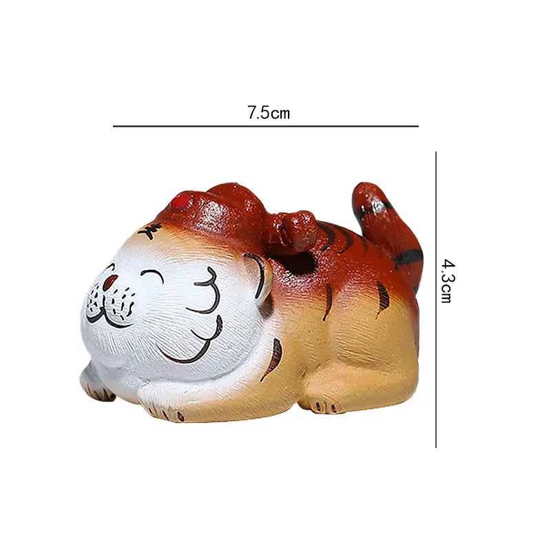 Ceramic Laughing Fortune Tiger tea pet guide Zisha clay figurine for good luck