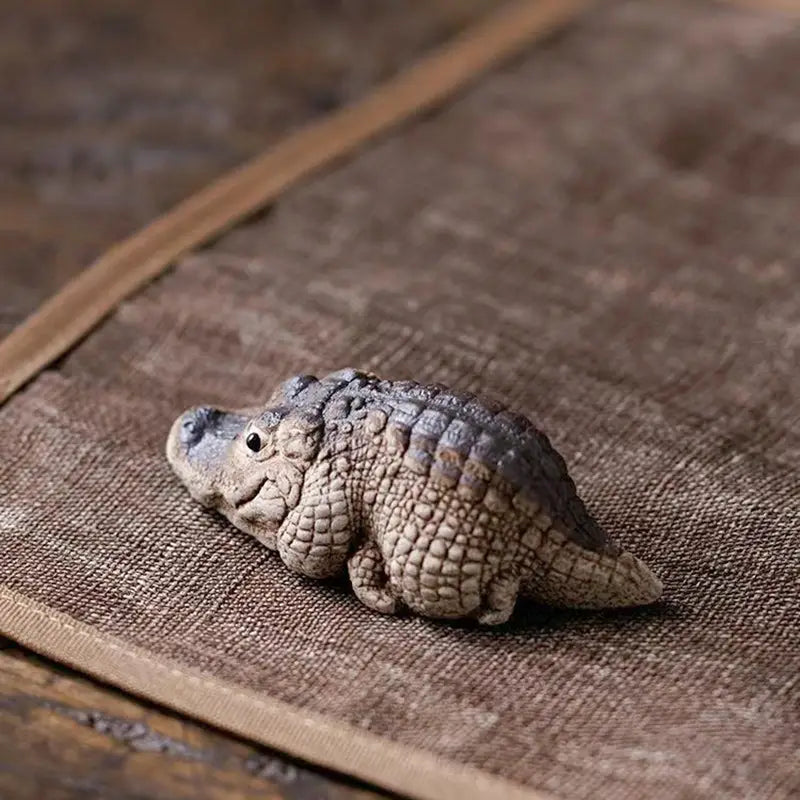 Ceramic alligator figurine Crocodile Tea Pet made of Yixing Zisha clay for Feng Shui