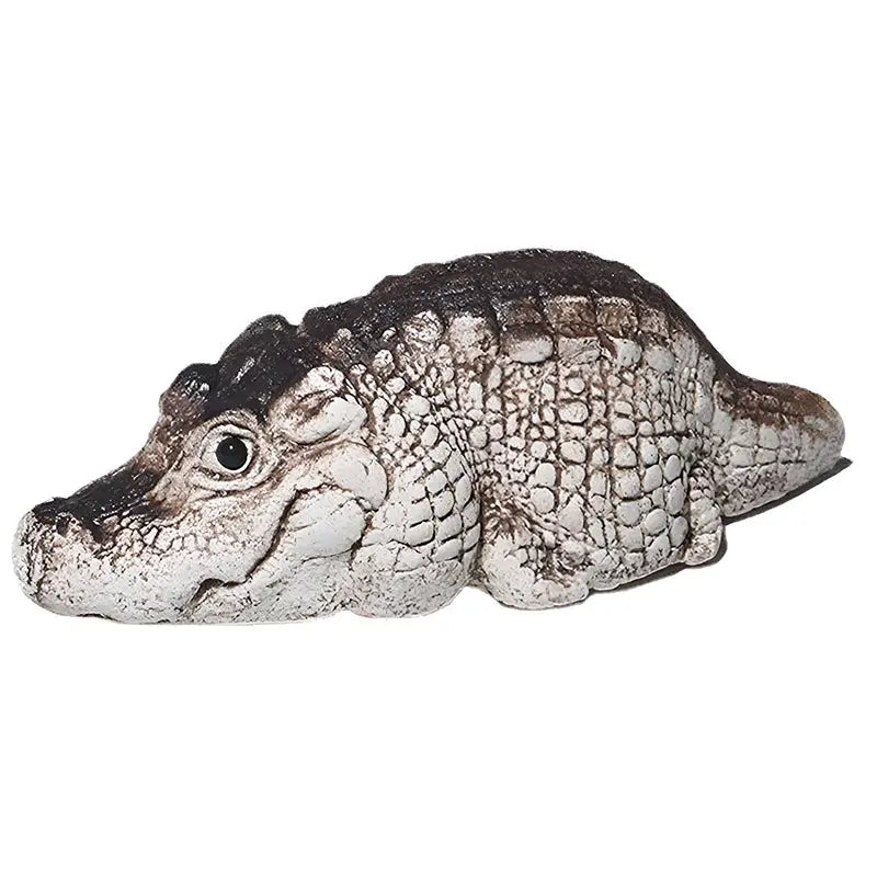 Gray and black alligator figurine, Lazy Crocodile Tea Pet made from Yixing Zisha clay for feng shui