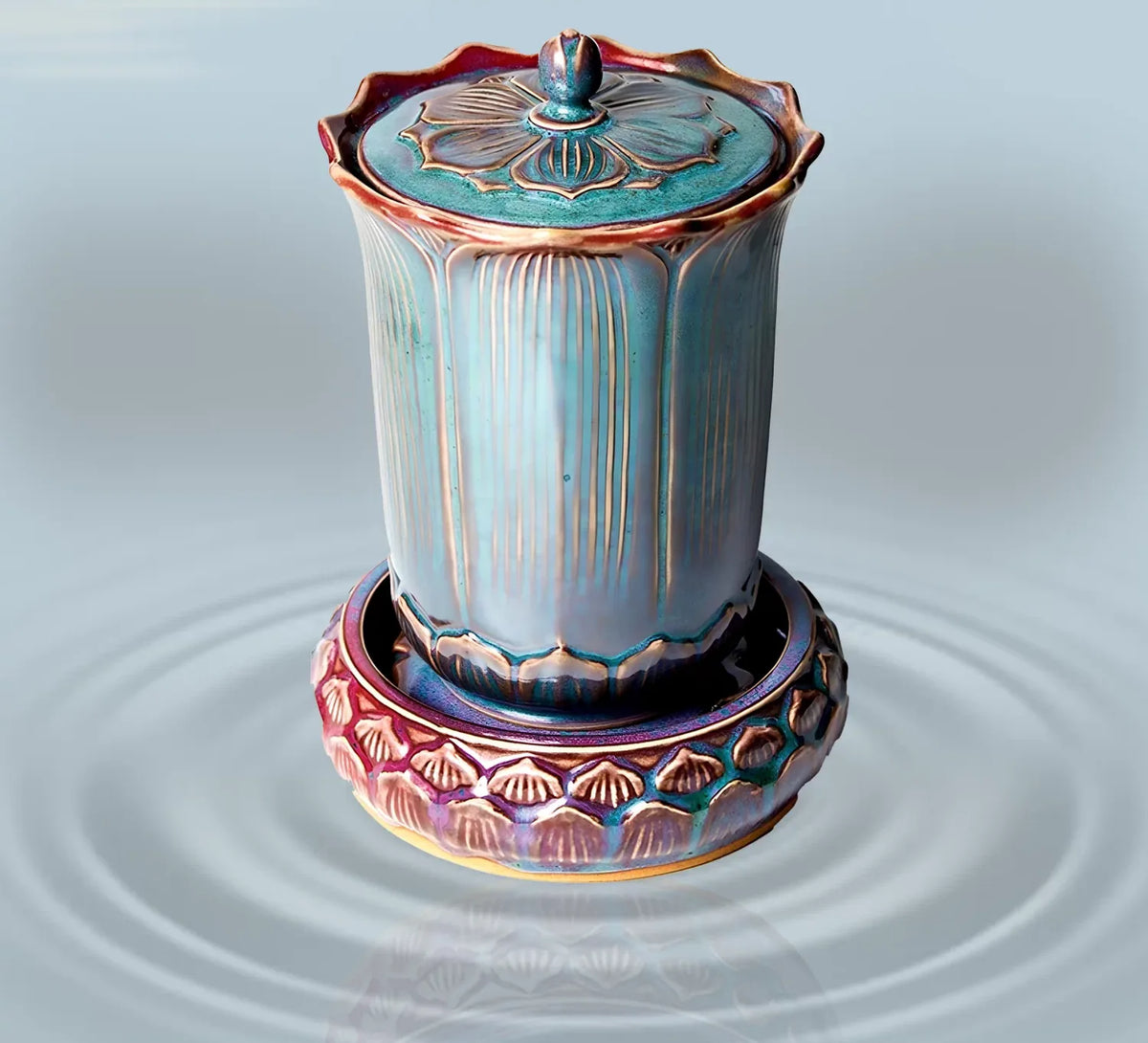 Lotus Ruyi Covered Vessel — profile view