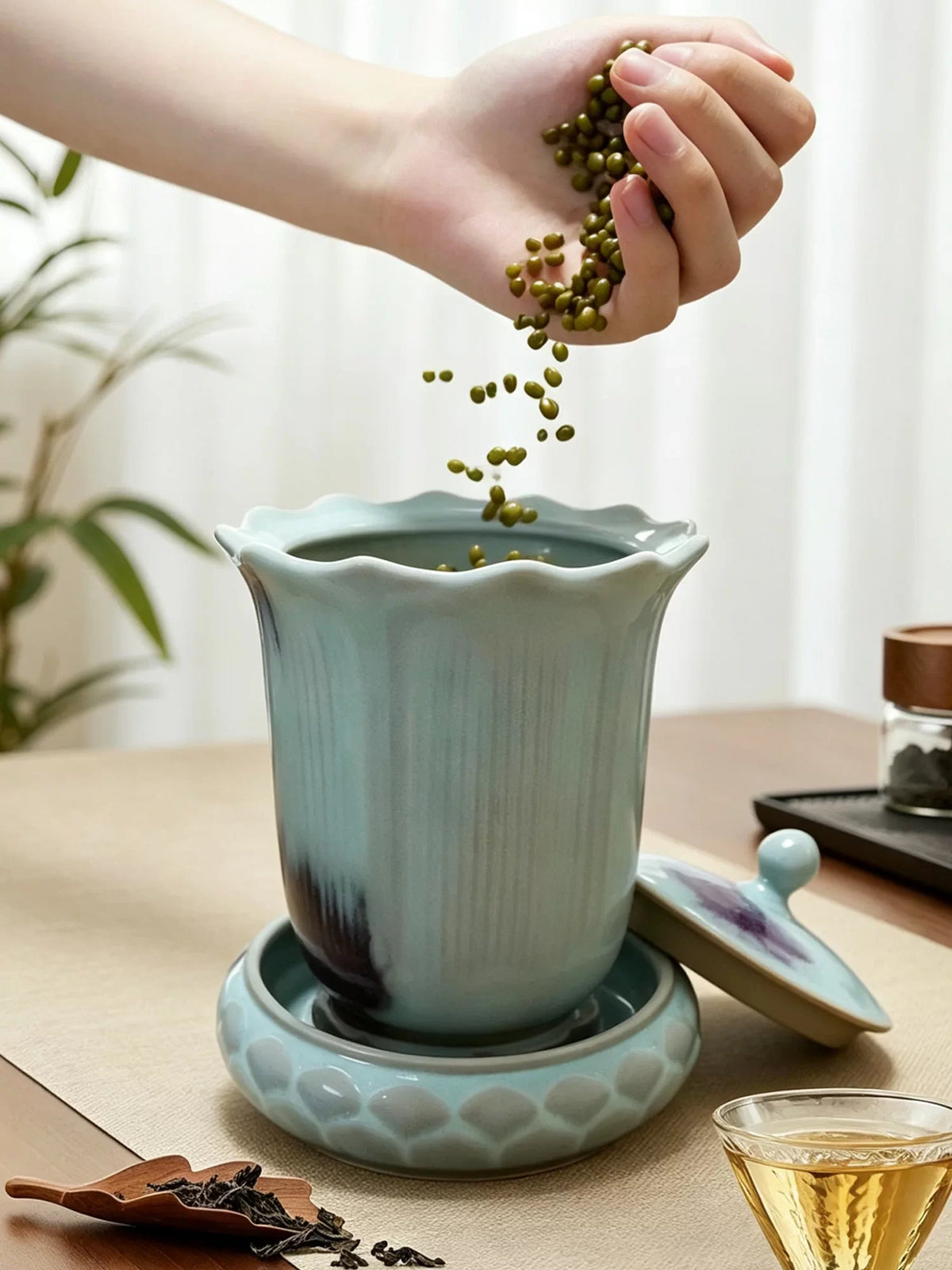Lotus Ruyi Covered Vessel — alternate angle