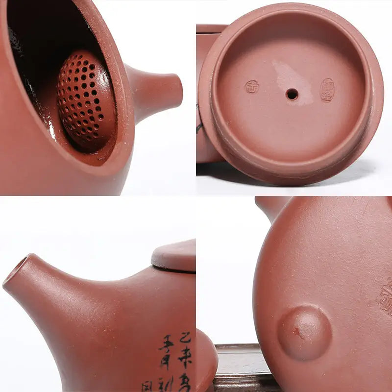 Maroon Yixing Teapot with Lotus Pods Strainer from Lotus Whisper collection