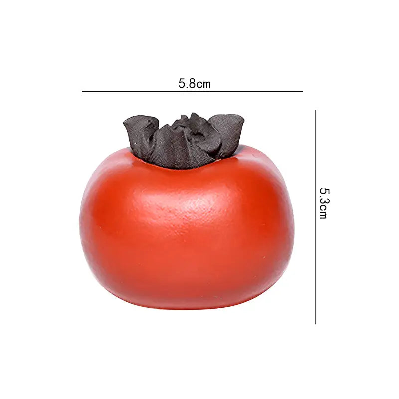 Red persimmon with dimensions for Lucky Persimmon Tea Pet made of Zisha clay