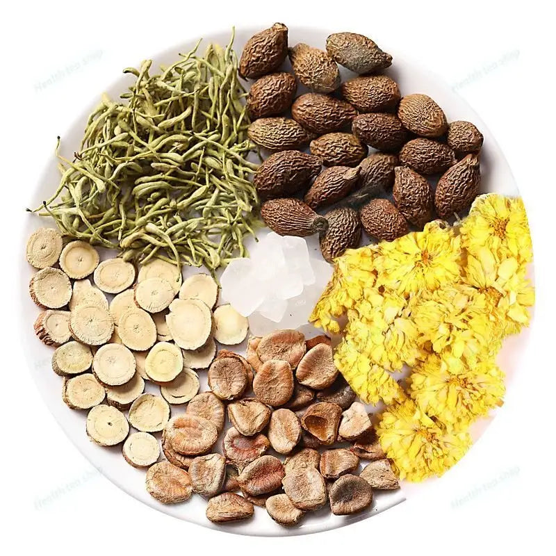 Assorted dried medicinal ingredients in Lung Tea for respiratory inflammation relief and sore throat remedy