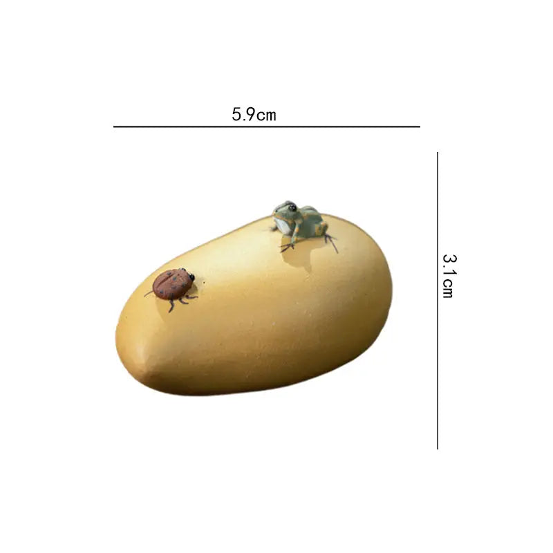 Yellow mango with frog and beetle tea pet, perfect for charming tea and feng shui settings