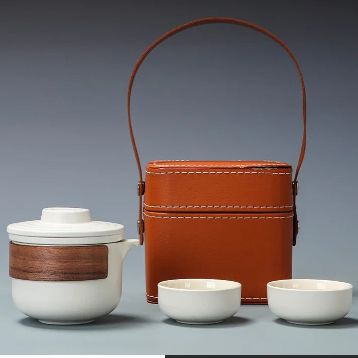Matte Stoneware Kuaike Travel Tea Set – White