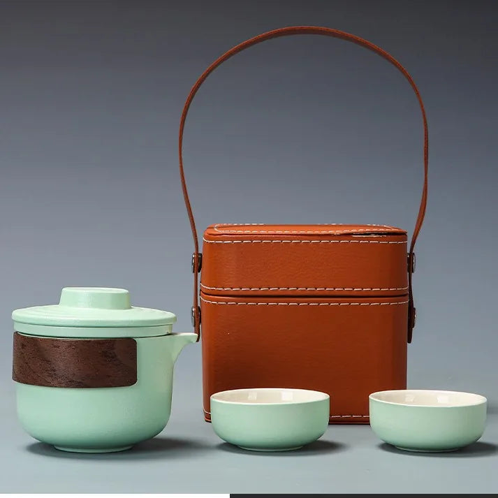 Matte Stoneware Kuaike Travel Tea Set – Mint Green