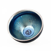 Iridescent blue ceramic bowl from Jian Zhan Meteor for Gongfu tea and tea cup serving