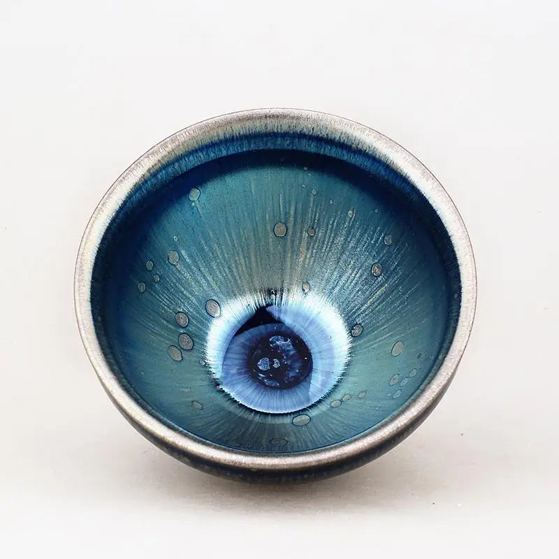 Blue and silver ceramic bowl from Meteor perfect for Jian Zhan or Gongfu Tea ceremonies