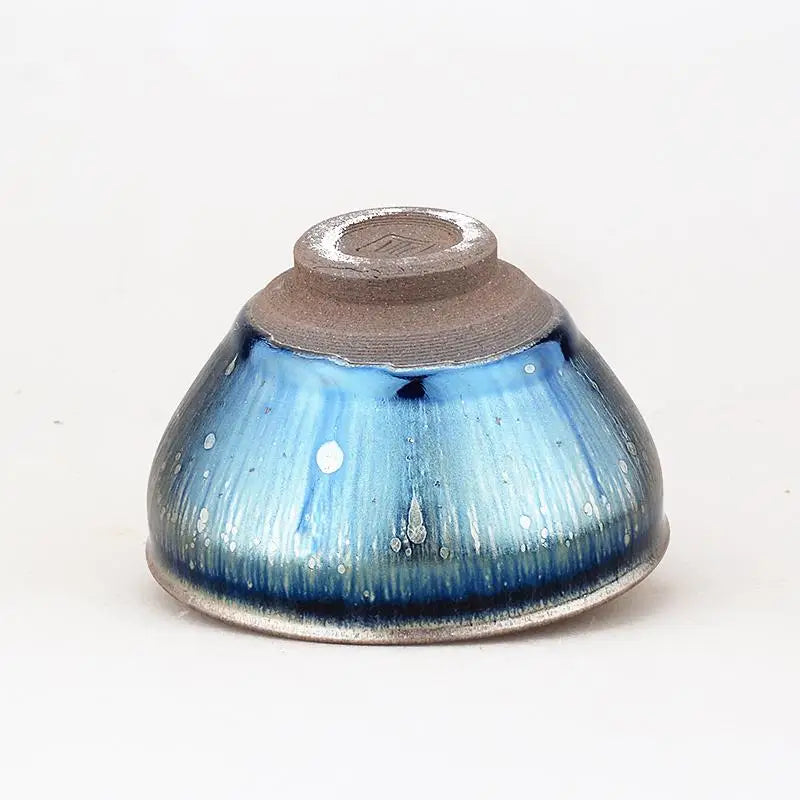 Blue glazed ceramic bowl from Meteor, perfect for Jian Zhan and Gongfu tea ceremonies