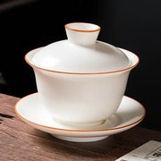 Moon-White Ru Glaze Gaiwan – Rounded / Fat White