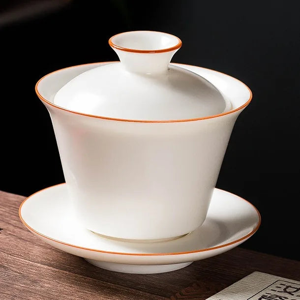 Moon-White Ru Glaze Gaiwan – Square / Fat White