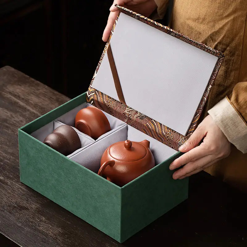 Moonseed Tea Set in decorative box with Yixing Zisha Zisha clay gift set