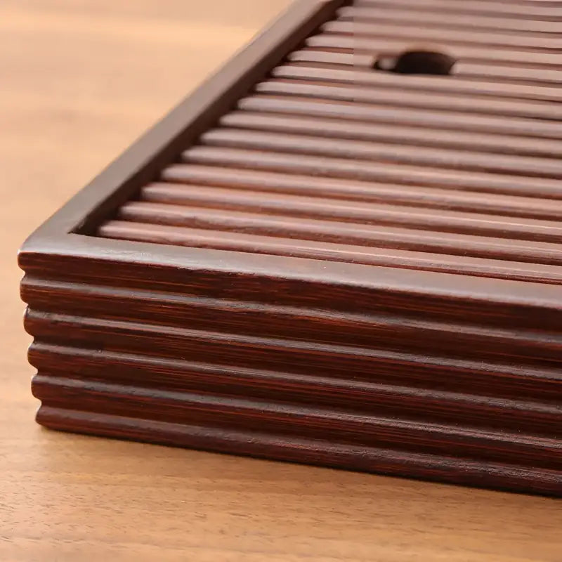 Dark brown wooden tea tray from Mountain Flow bamboo gongfu collection